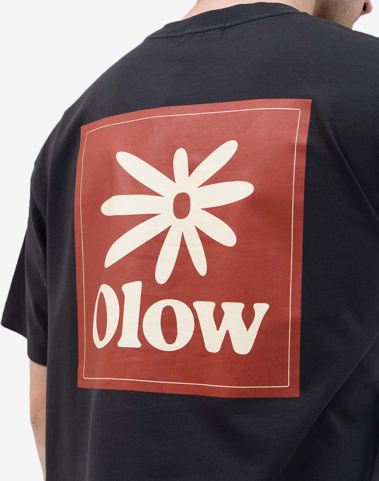 T-SHIRT FLOWER IN COTONE NERO CARBONE