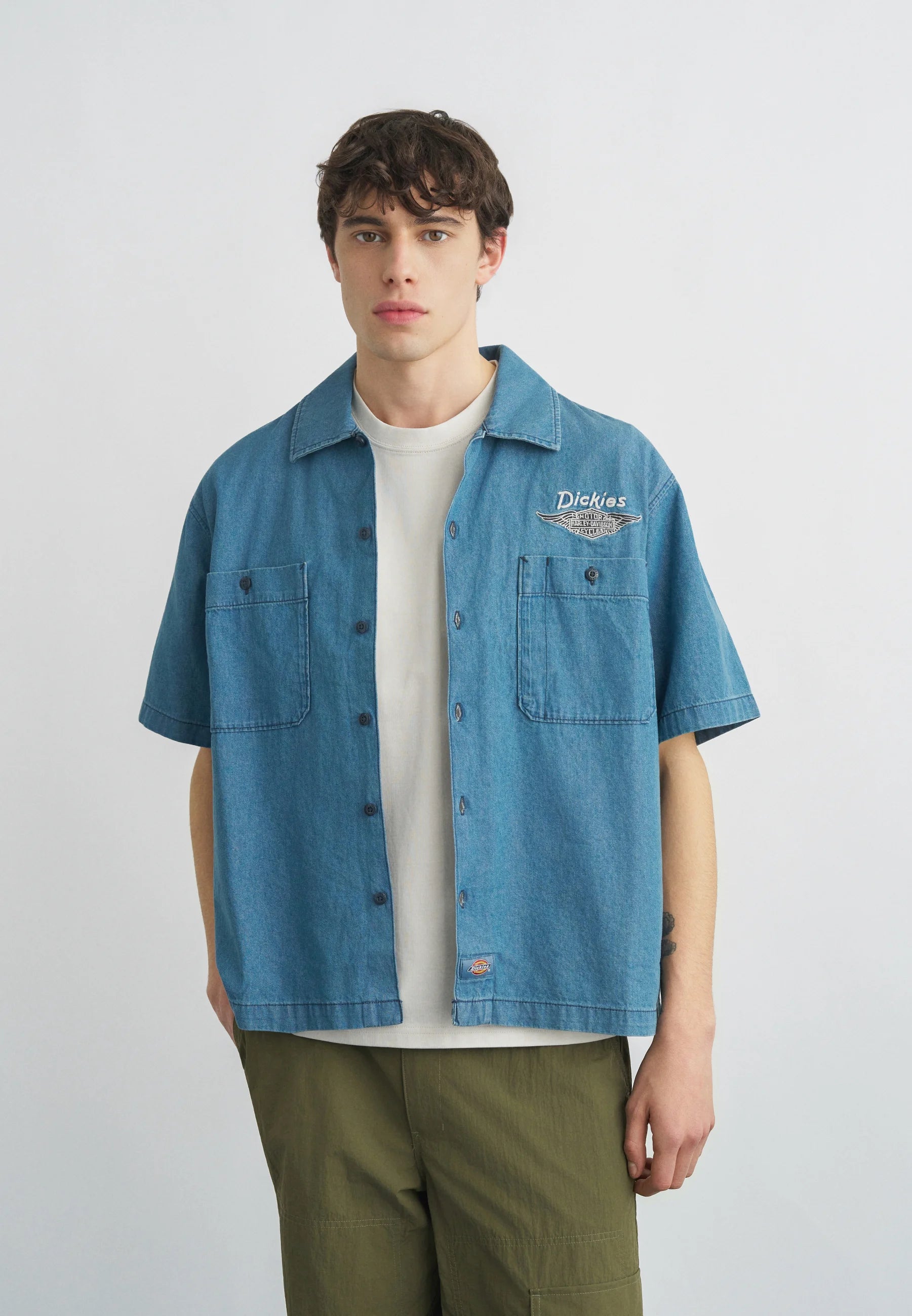 CAMICIA DICKIES X HARLEY DAVIDSON IN COTONE BLU CHAMBRAY