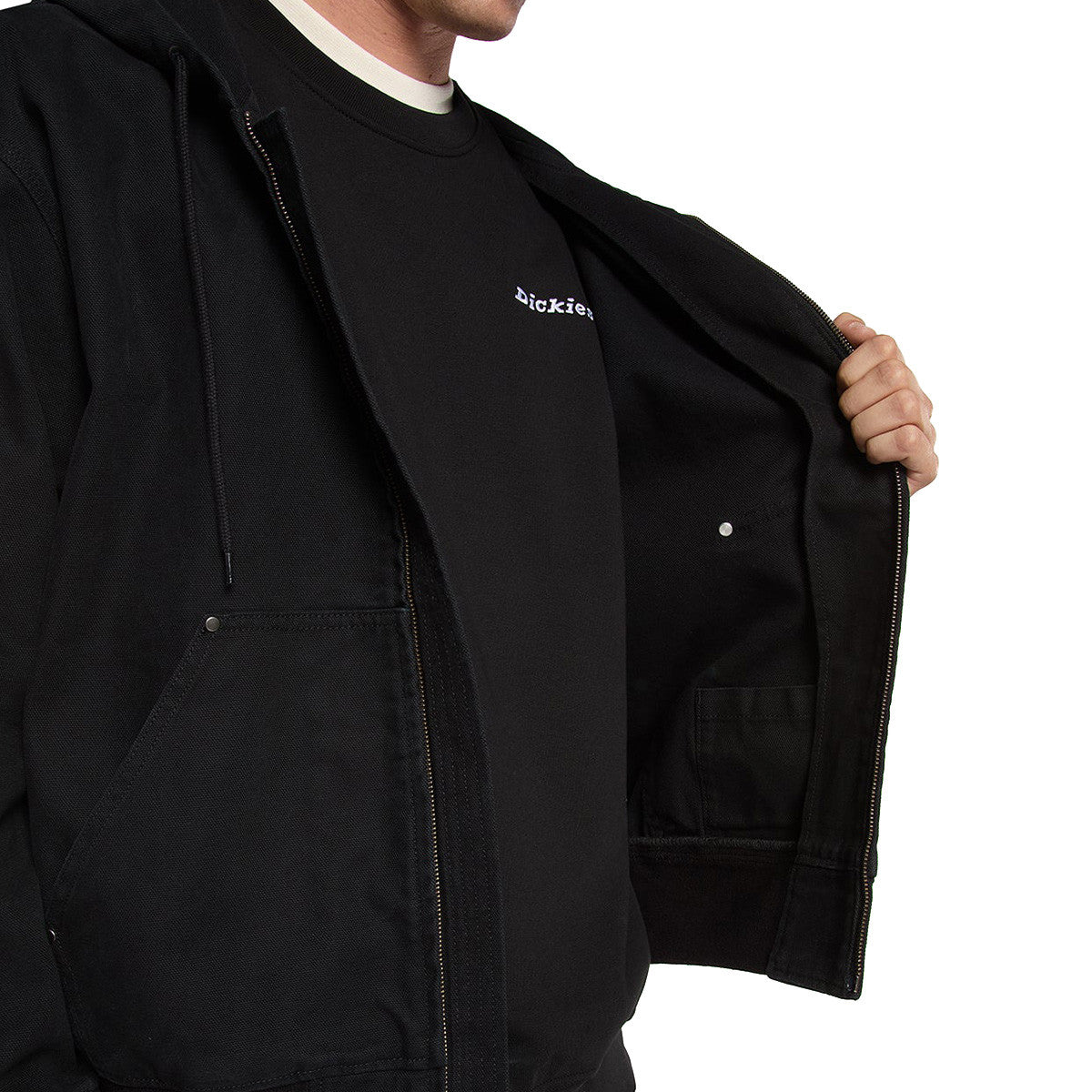 GIACCA BOMBER CON CAPPUCCIO IN COTONE NERO