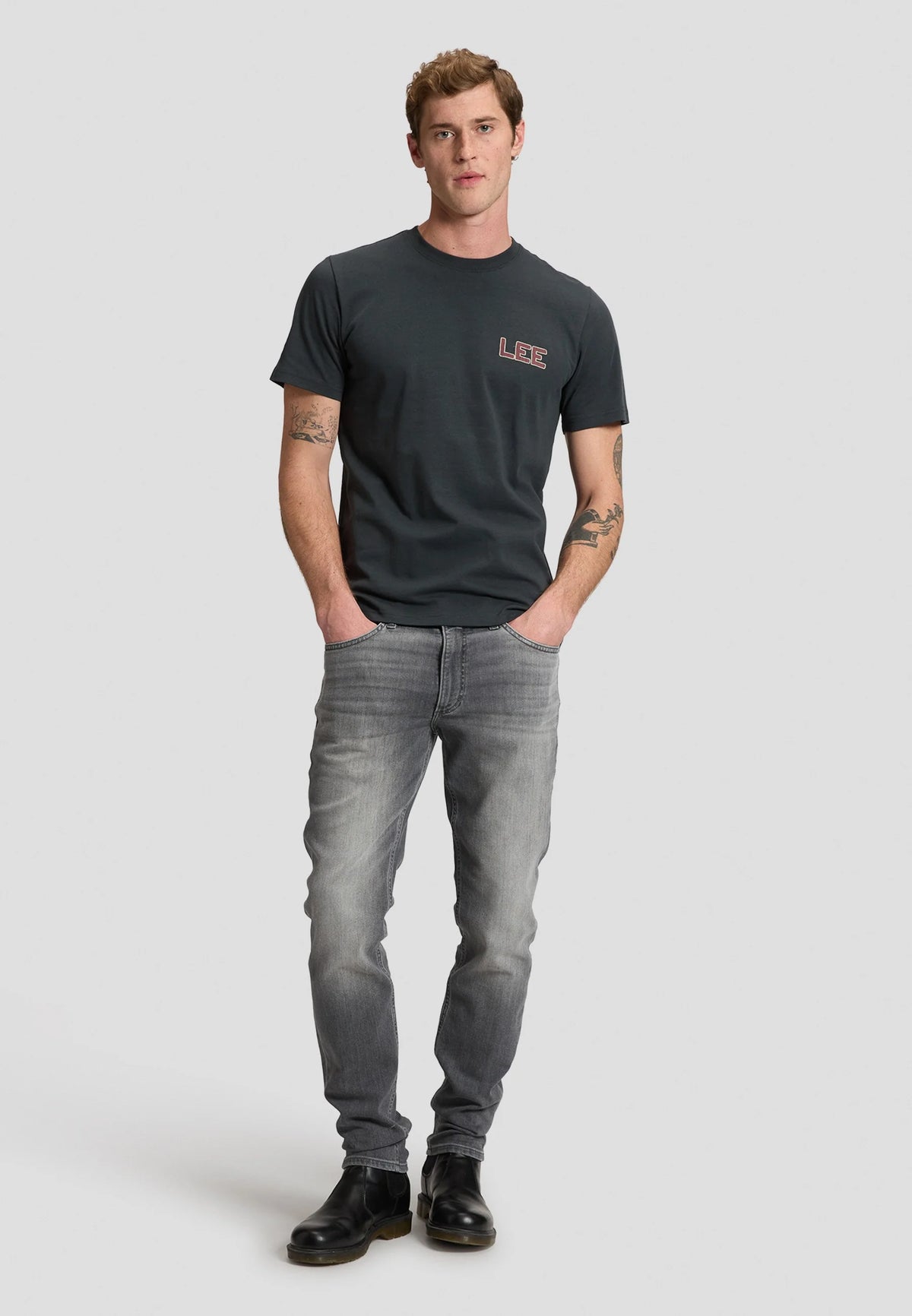 T-SHIRT REGULAR FIT IN COTONE NERO WASHED