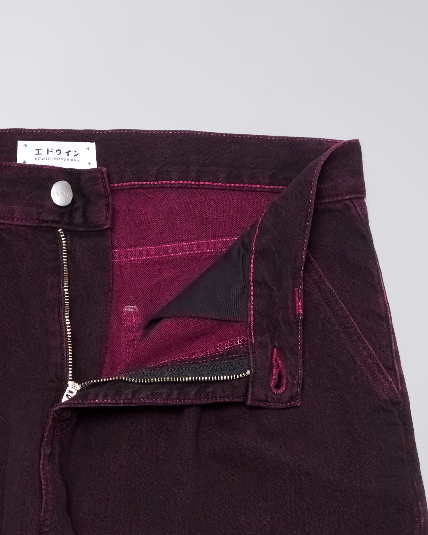 DENIM FIT MORIBIDO IN COTONE BORDEAUX OVERDYED