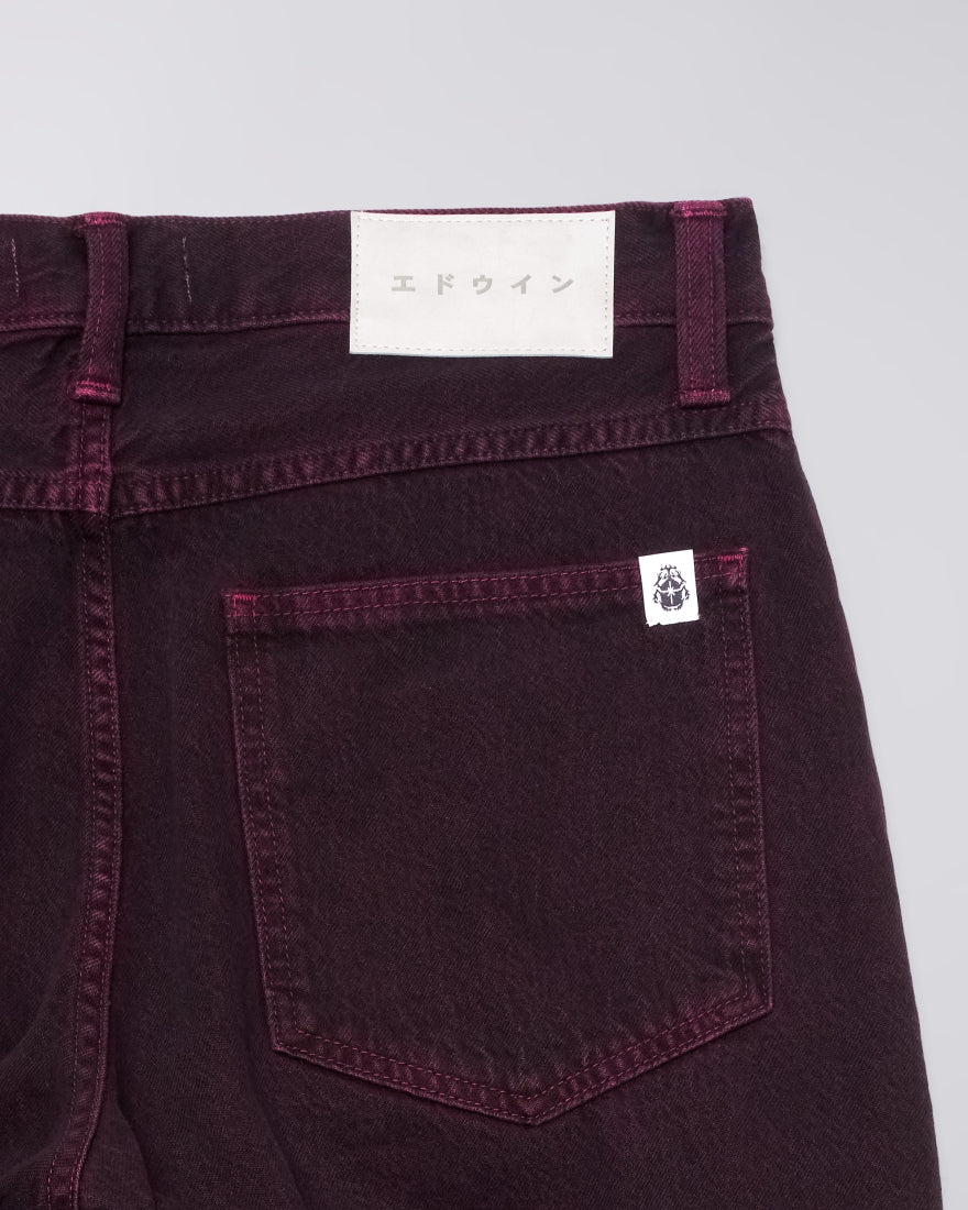 DENIM FIT MORIBIDO IN COTONE BORDEAUX OVERDYED
