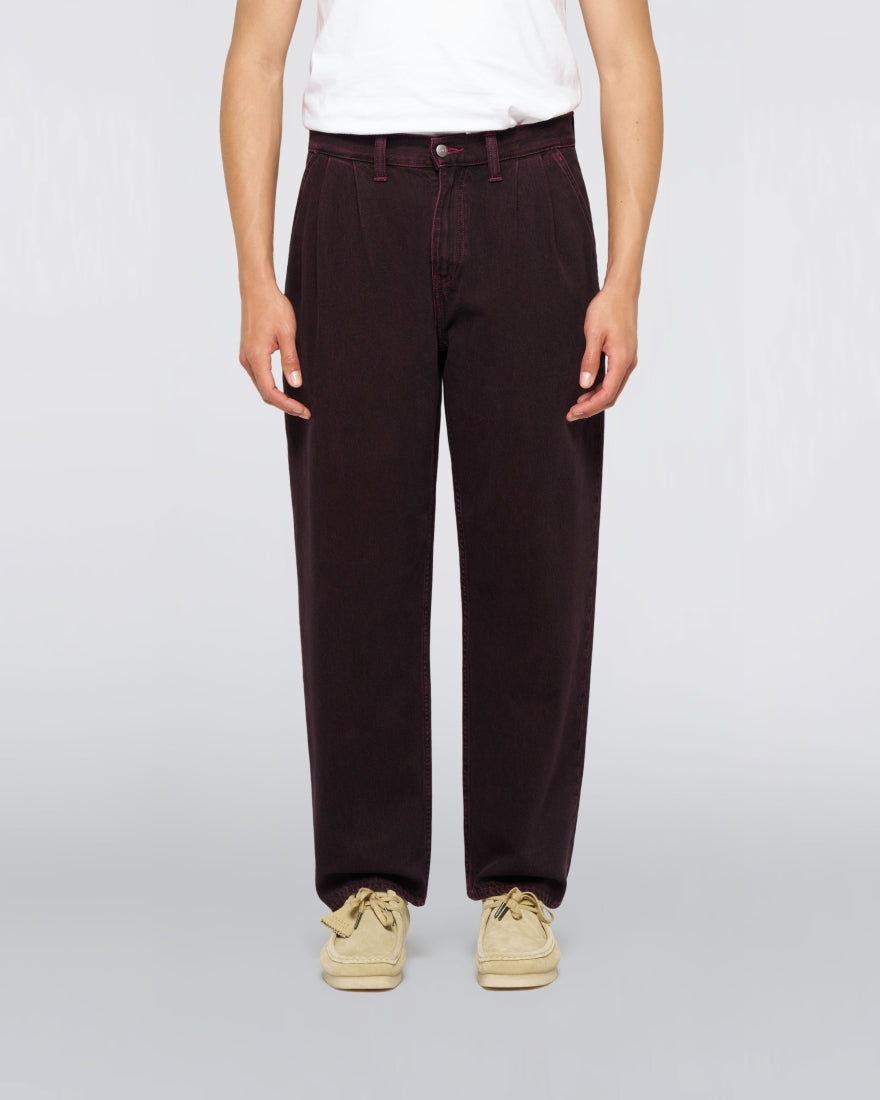 DENIM FIT MORIBIDO IN COTONE BORDEAUX OVERDYED