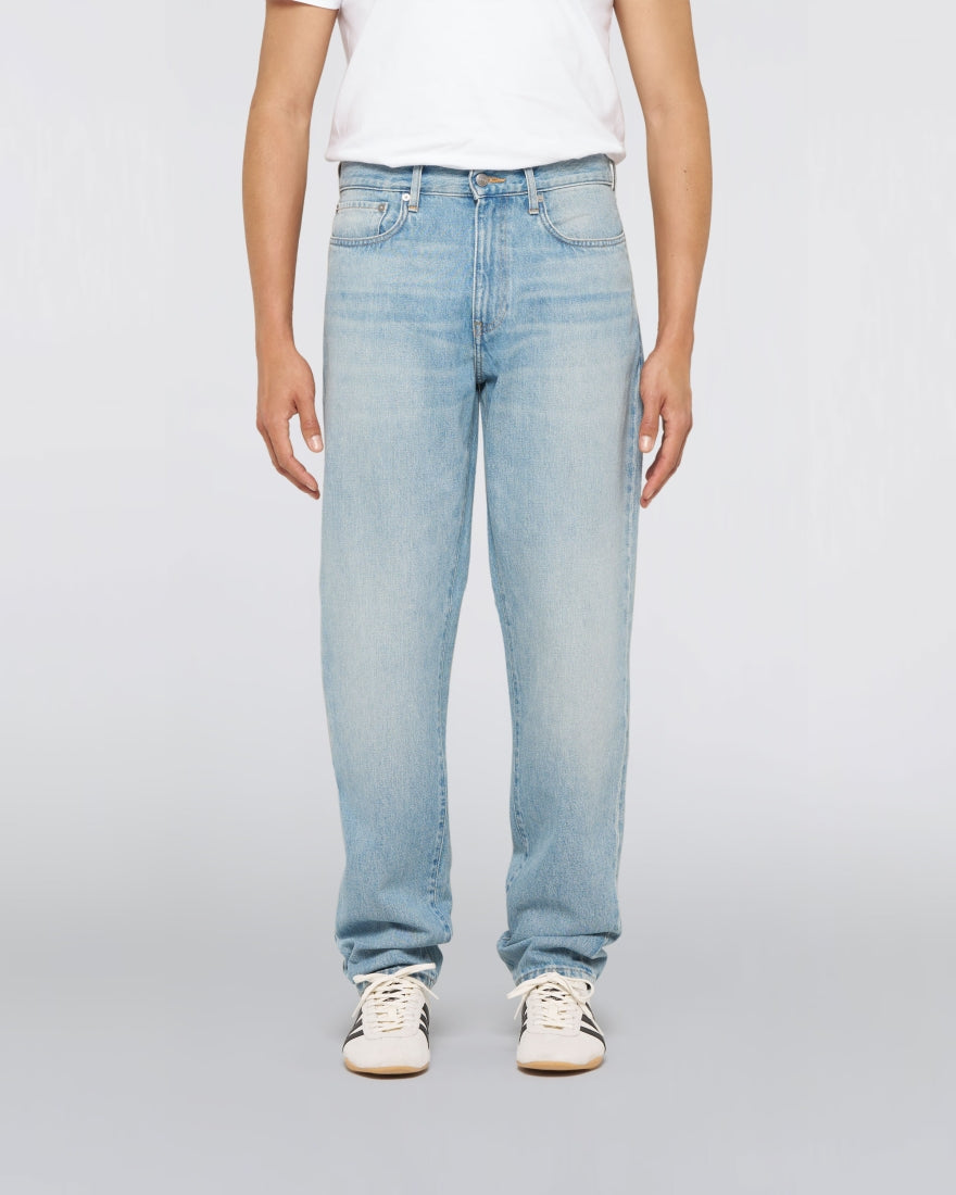 DENIM FIT AFFUSOLATO IN COTONE BLU MEDIO