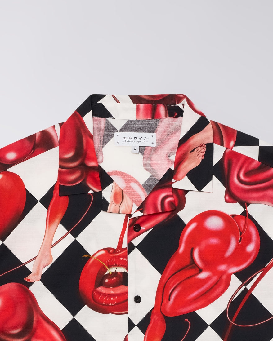 CAMICIA CHERRY A MANICHE CORTE IN COTONE MULTICOLORE