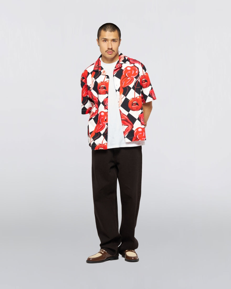 CAMICIA CHERRY A MANICHE CORTE IN COTONE MULTICOLORE