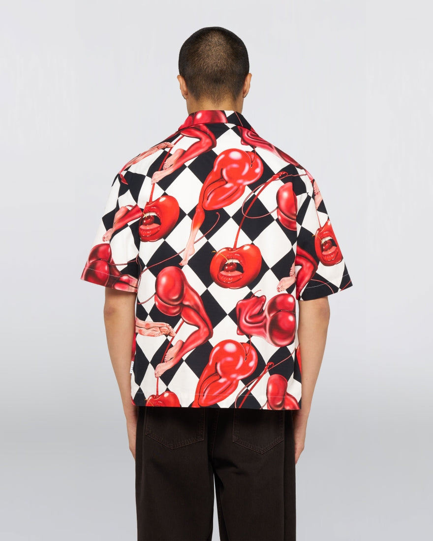 CAMICIA CHERRY A MANICHE CORTE IN COTONE MULTICOLORE