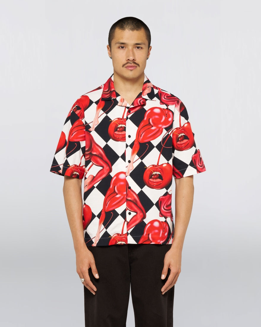 CAMICIA CHERRY A MANICHE CORTE IN COTONE MULTICOLORE
