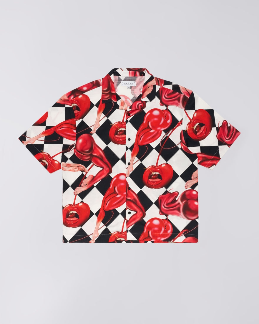 CAMICIA CHERRY A MANICHE CORTE IN COTONE MULTICOLORE