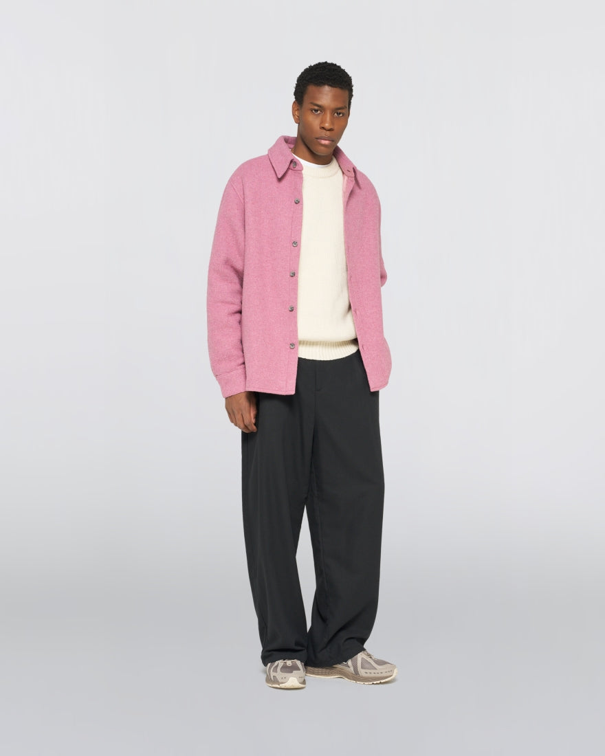 OVERSHIRT IMBOTTITA IN COTONE E LANA ROSA