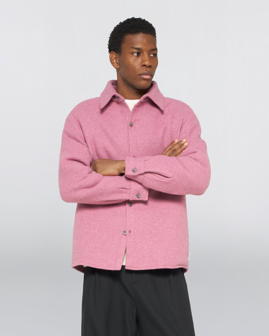 OVERSHIRT IMBOTTITA IN COTONE E LANA ROSA