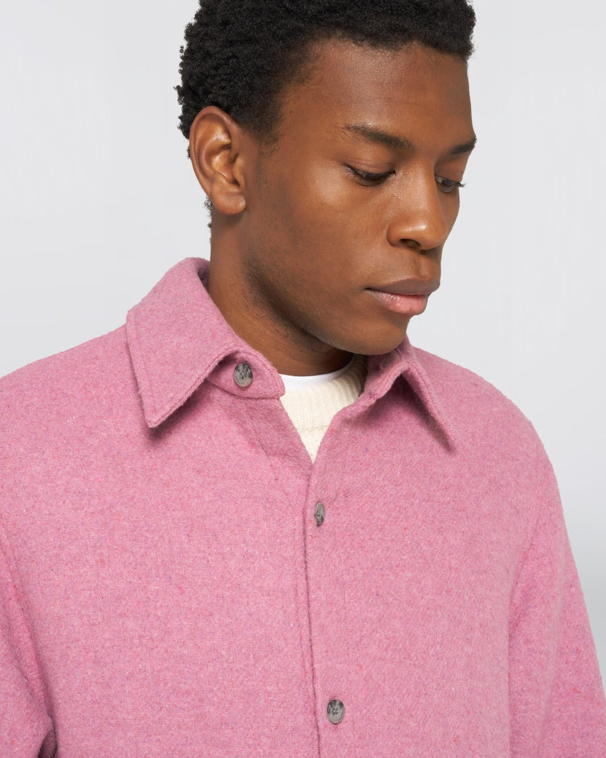 OVERSHIRT IMBOTTITA IN COTONE E LANA ROSA
