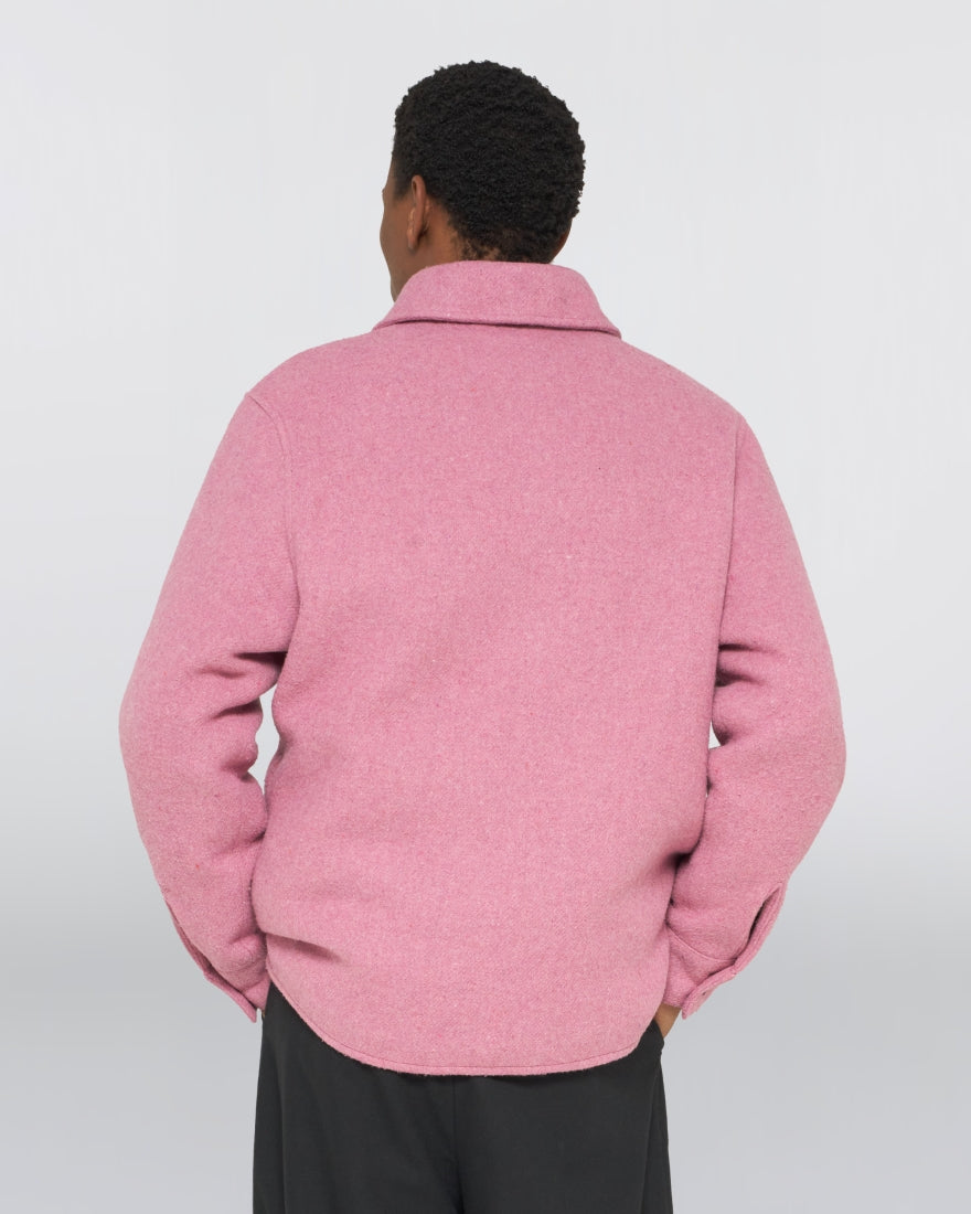 OVERSHIRT IMBOTTITA IN COTONE E LANA ROSA