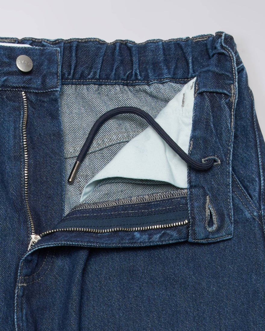PANTALONI CON VITA ELASTICIZZATA IN COTONE BLU
