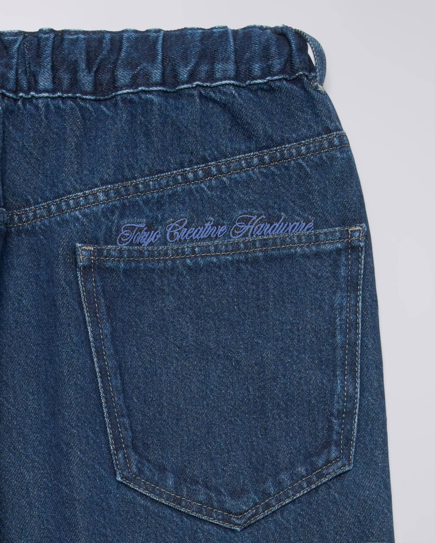 PANTALONI CON VITA ELASTICIZZATA IN COTONE BLU