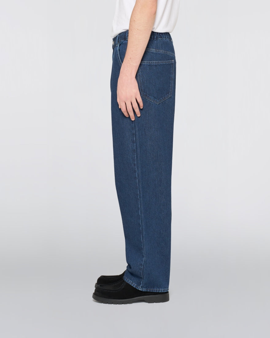 PANTALONI CON VITA ELASTICIZZATA IN COTONE BLU