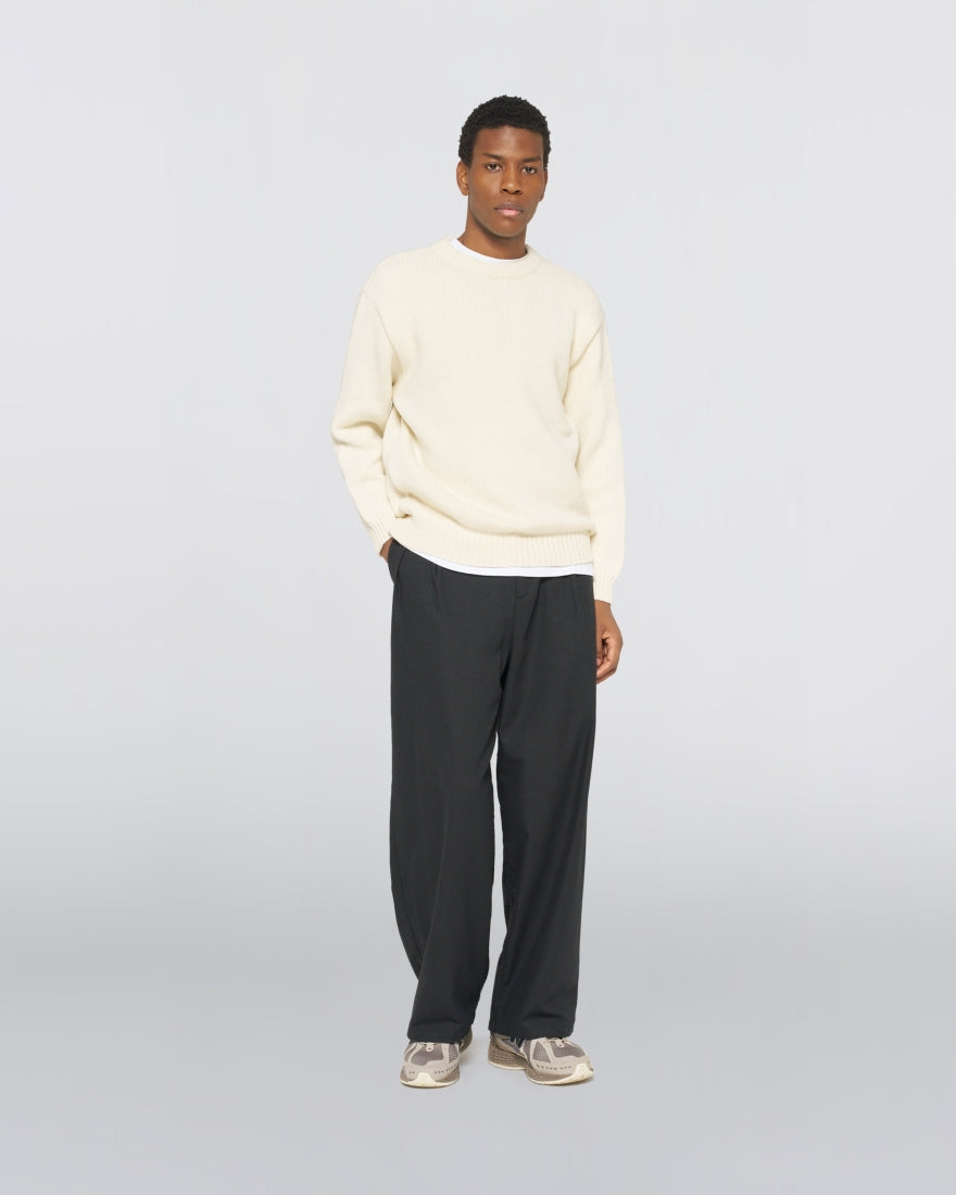 MAGLIONE BOXY FIT IN LANA BIANCO E AZZURRO