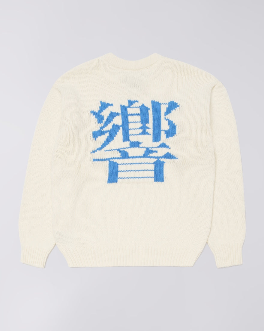 MAGLIONE BOXY FIT IN LANA BIANCO E AZZURRO