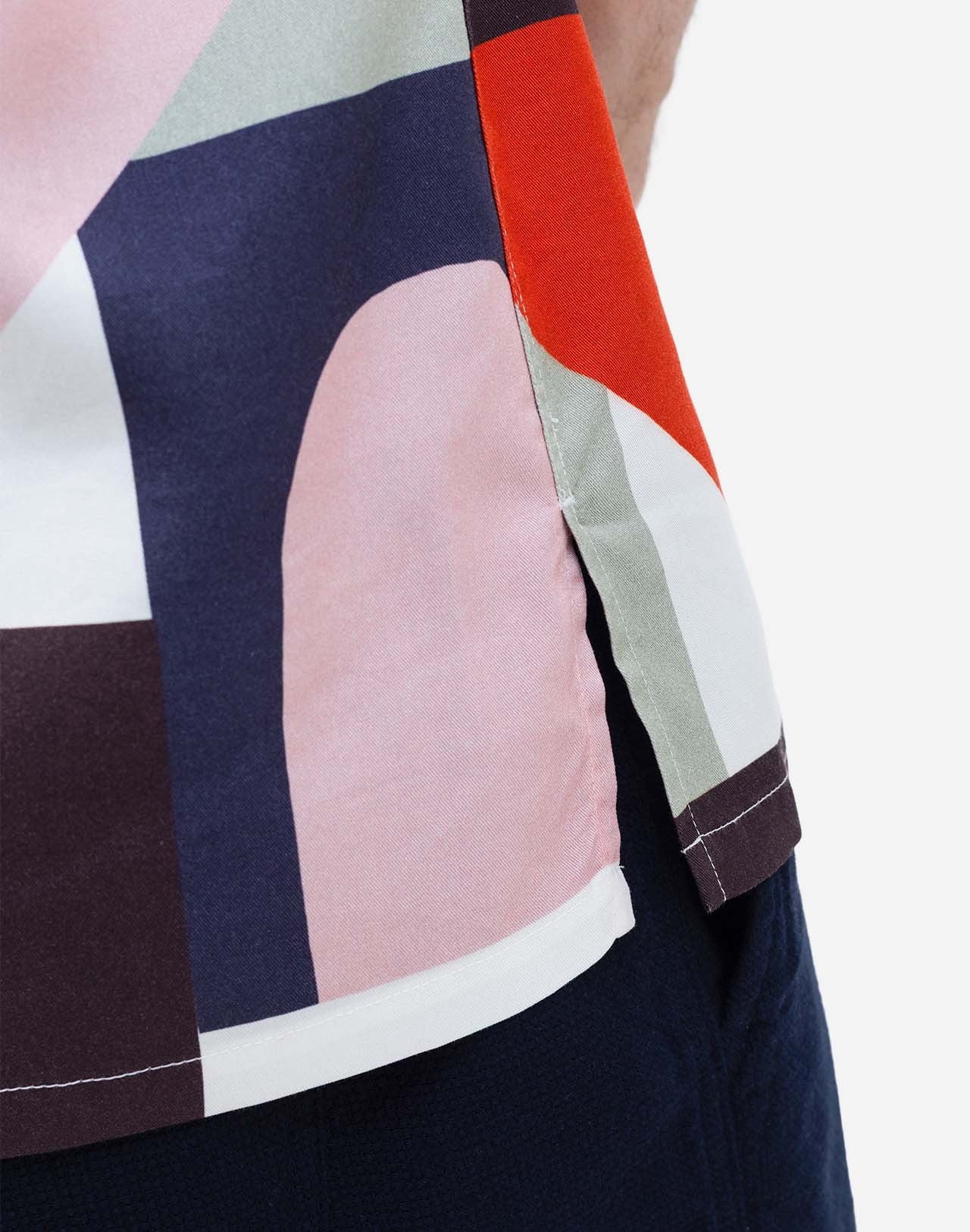 CAMICIA A MANICHE CORTE ALOHA CUBISM MULTICOLORE