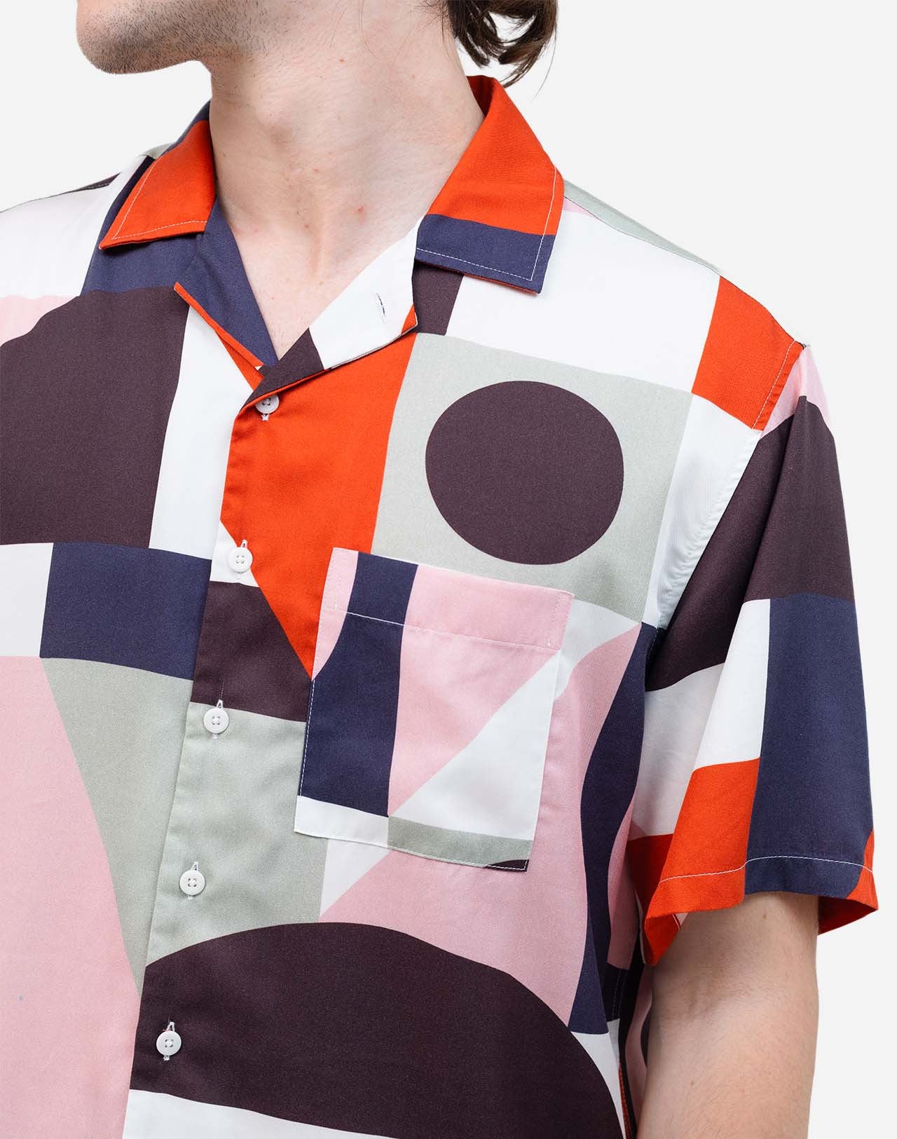 CAMICIA A MANICHE CORTE ALOHA CUBISM MULTICOLORE
