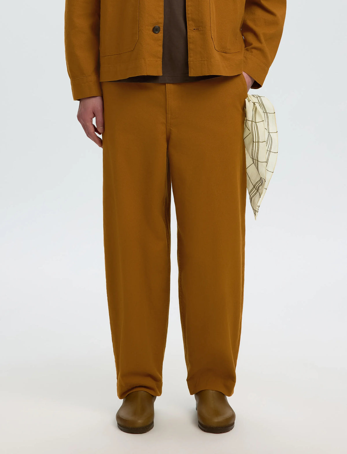 PANTALONI BARREL FIT IN COTONE MARRONE