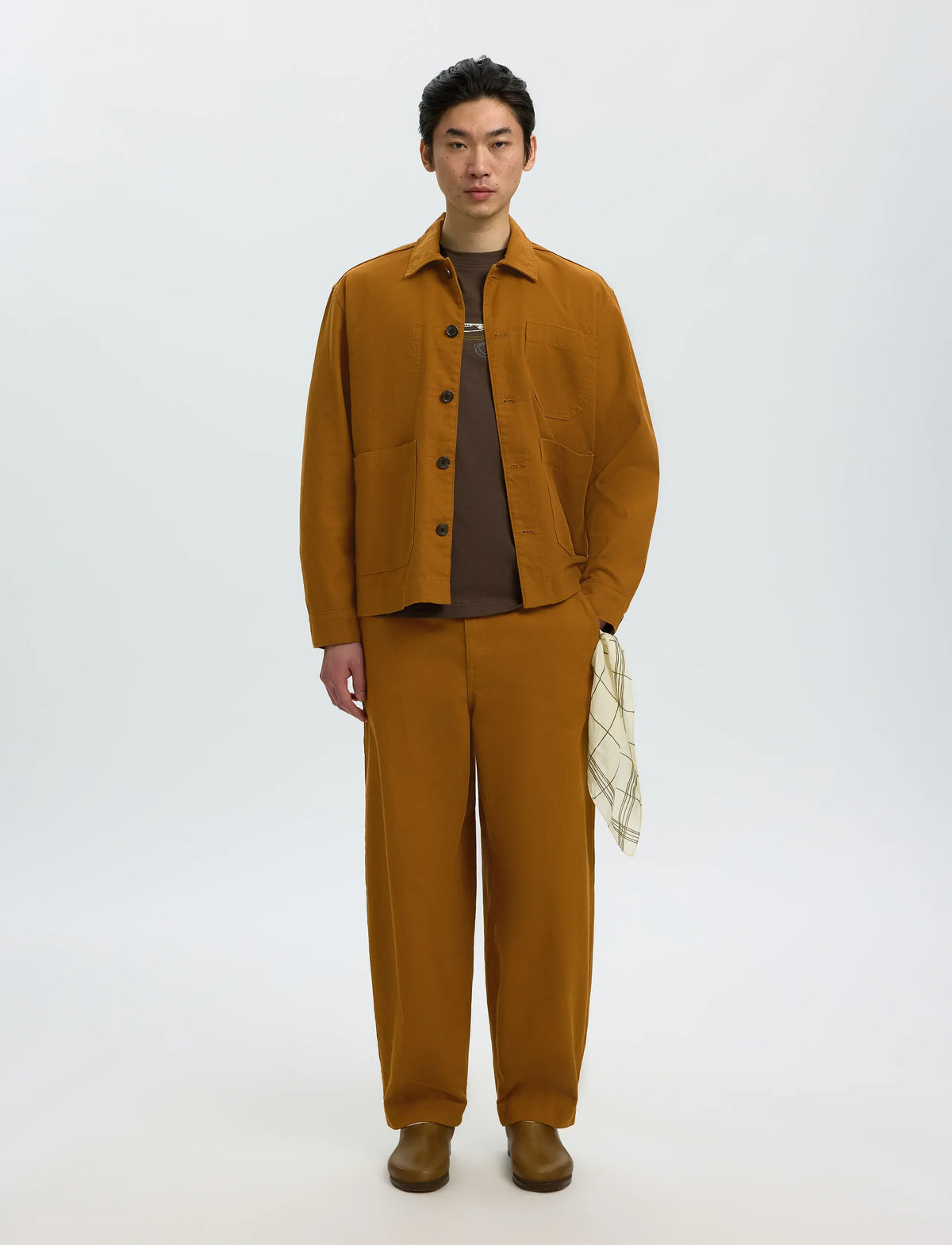 PANTALONI BARREL FIT IN COTONE MARRONE