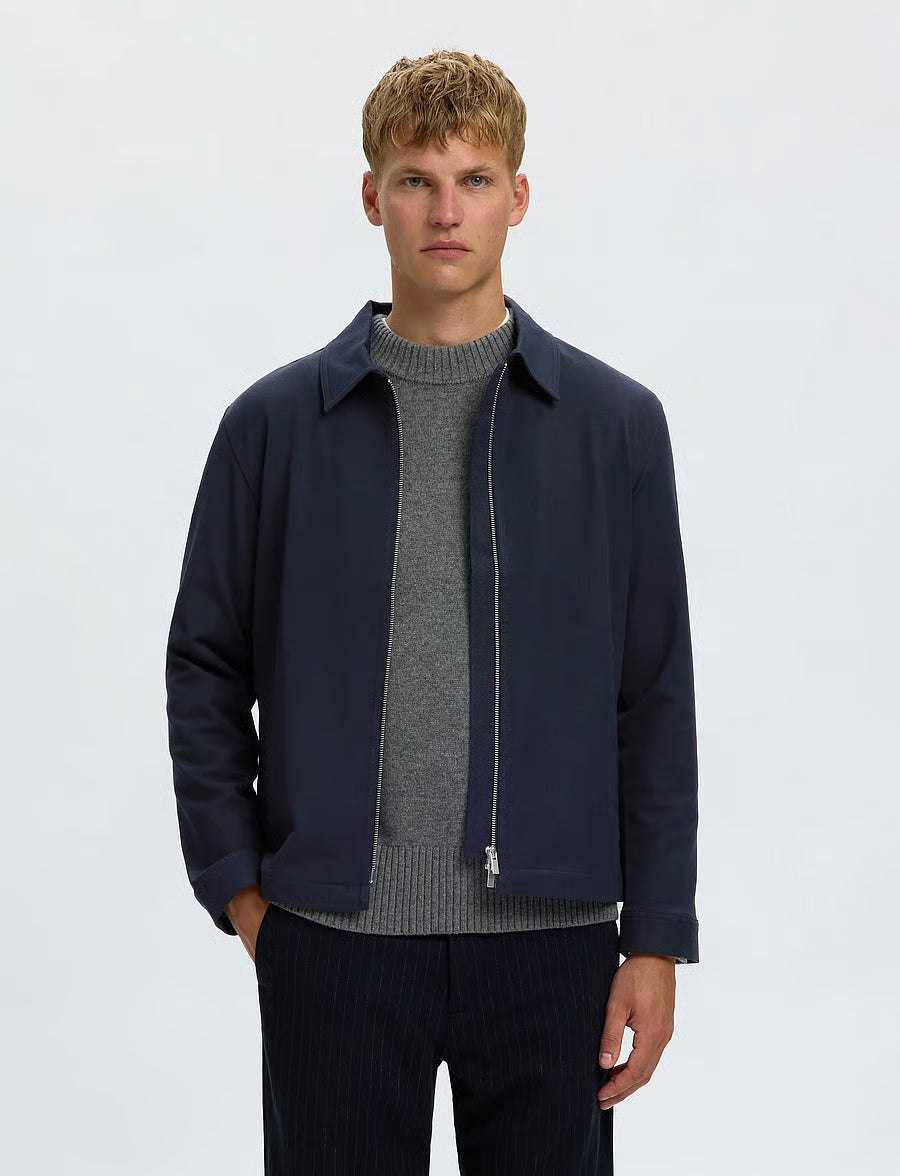 GIACCA REGULAR FIT CON ZIP BLU
