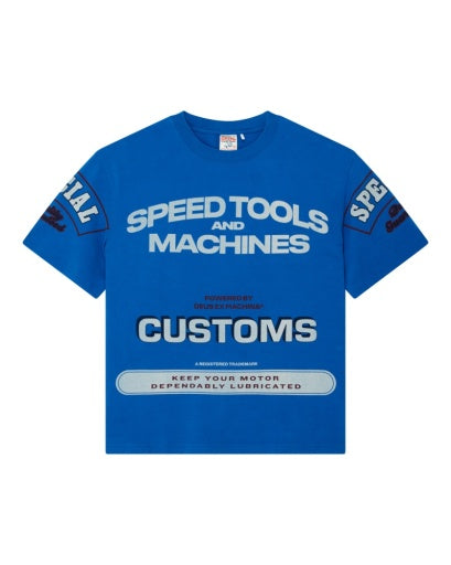T-SHIRT AMPIA IN COTONE A NIDO D'APE AZZURRO