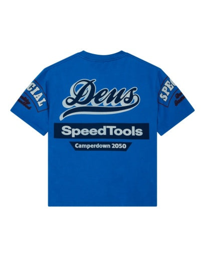 T-SHIRT AMPIA IN COTONE A NIDO D'APE AZZURRO