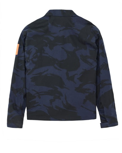 OVERSHIRT MILITARE IN RASO DI COTONE BLU
