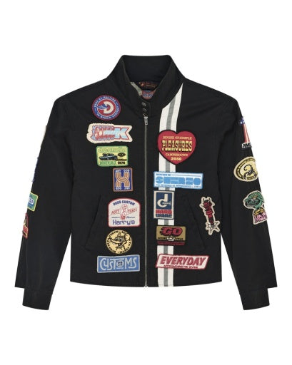 GIACCA LEGGERA CON PATCH RICAMATE ANTRACITE