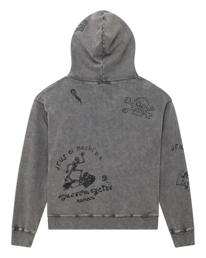 FELPA CON CAPPUCCIO AMPIA GRIGIO SCURO
