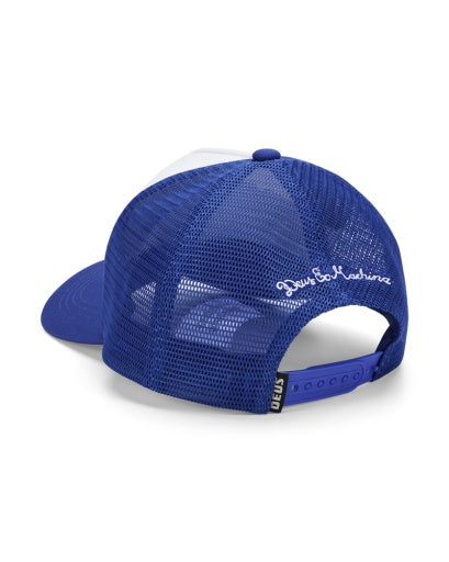 CAPPELLINO IN COTONE CON RETE AZZURRO