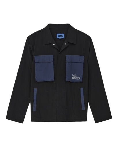 OVERSHIRT IN MISTO COTONE E NYLON NERA