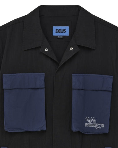 OVERSHIRT IN MISTO COTONE E NYLON NERA